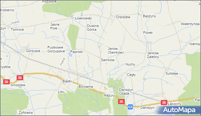 mapa Świnków gmina Krotoszyn, Świnków gmina Krotoszyn na mapie Targeo