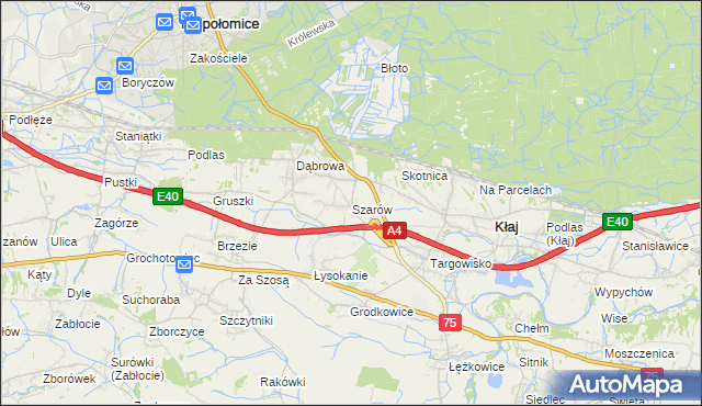 mapa Szarów gmina Kłaj, Szarów gmina Kłaj na mapie Targeo