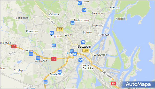 mapa Szczecina, Szczecin na mapie Targeo