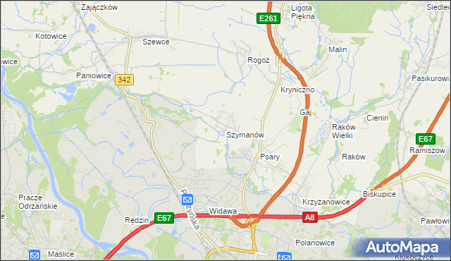 mapa Szymanów gmina Wisznia Mała, Szymanów gmina Wisznia Mała na mapie Targeo