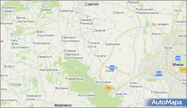 mapa Trzciana gmina Czermin, Trzciana gmina Czermin na mapie Targeo