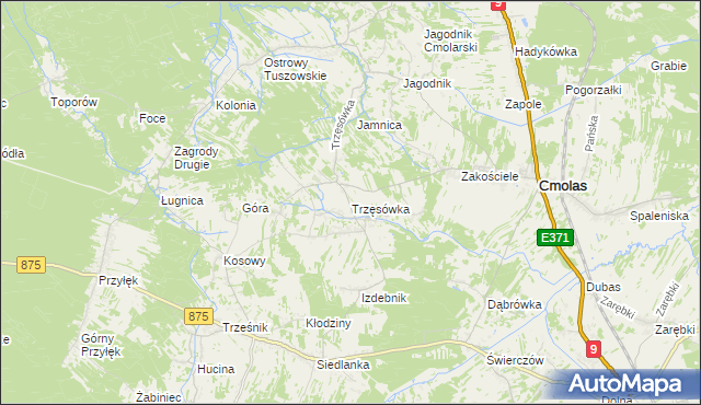 mapa Trzęsówka, Trzęsówka na mapie Targeo