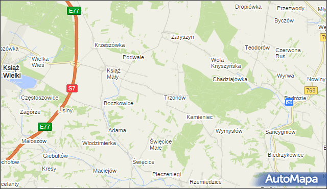 mapa Trzonów, Trzonów na mapie Targeo