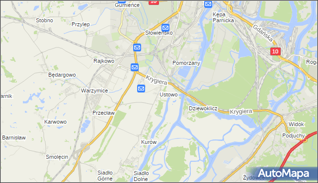 mapa Ustowo, Ustowo na mapie Targeo