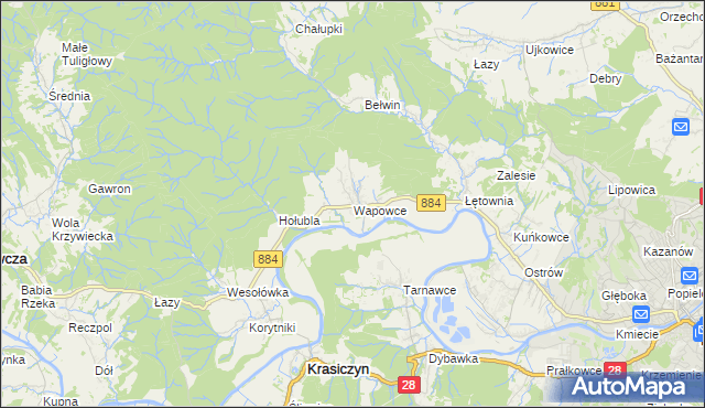 mapa Wapowce, Wapowce na mapie Targeo