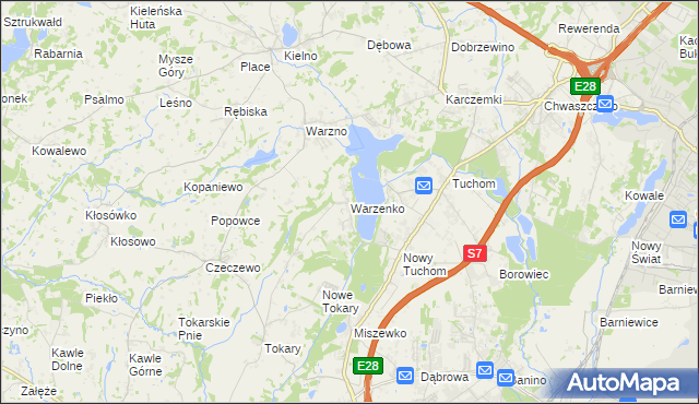 mapa Warzenko, Warzenko na mapie Targeo