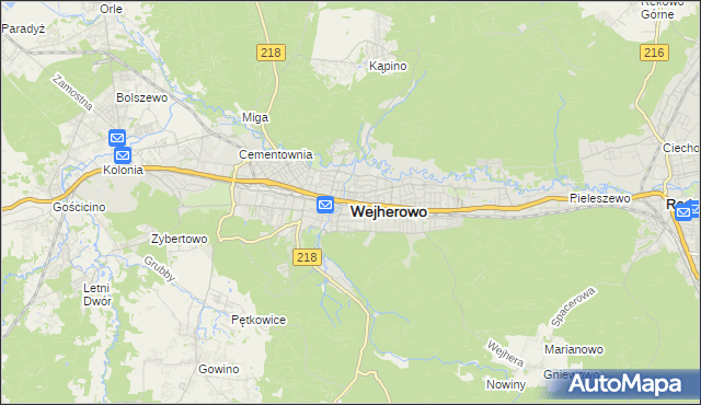 mapa Wejherowo, Wejherowo na mapie Targeo