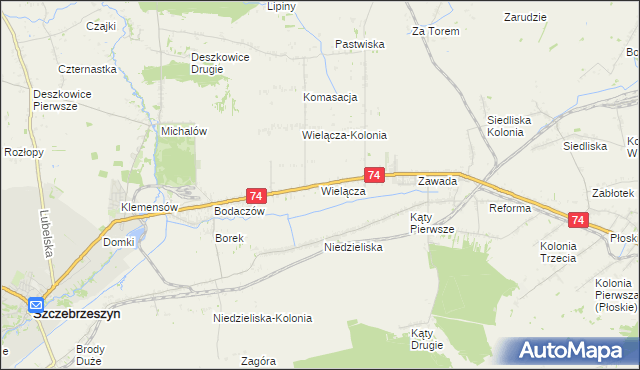 mapa Wielącza, Wielącza na mapie Targeo