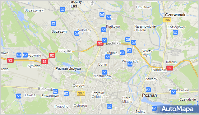 mapa Winiary gmina Poznań, Winiary gmina Poznań na mapie Targeo