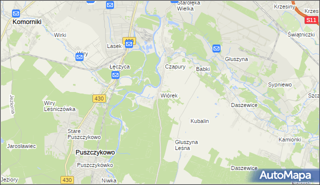 mapa Wiórek, Wiórek na mapie Targeo