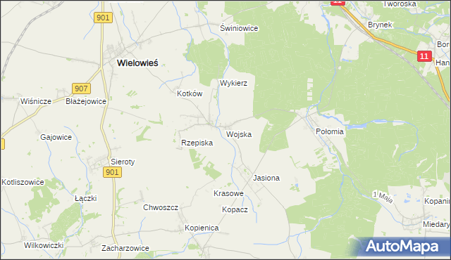 mapa Wojska, Wojska na mapie Targeo