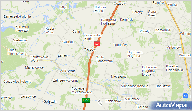 mapa Wola Taczowska, Wola Taczowska na mapie Targeo