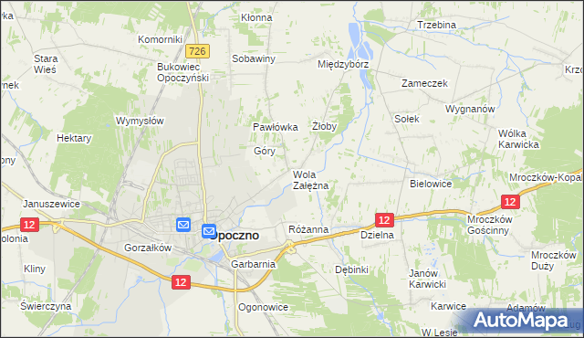 mapa Wola Załężna, Wola Załężna na mapie Targeo
