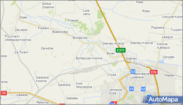 mapa Wysokie gmina Zamość, Wysokie gmina Zamość na mapie Targeo