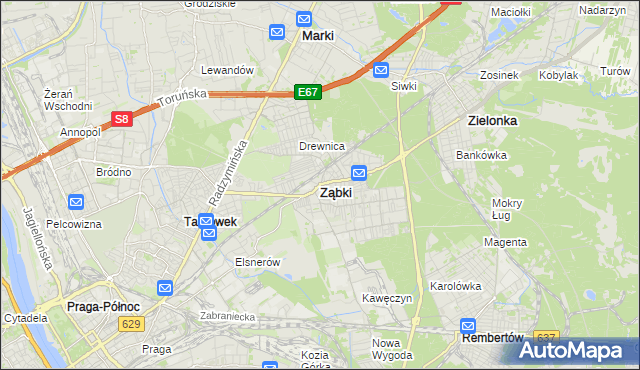 mapa Ząbki powiat wołomiński, Ząbki powiat wołomiński na mapie Targeo