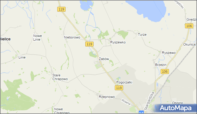 mapa Żabów, Żabów na mapie Targeo