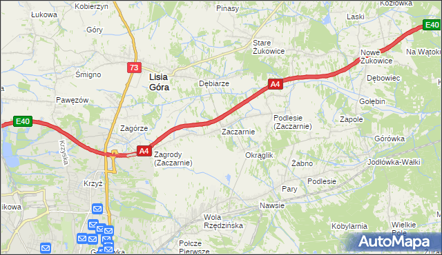 mapa Zaczarnie, Zaczarnie na mapie Targeo