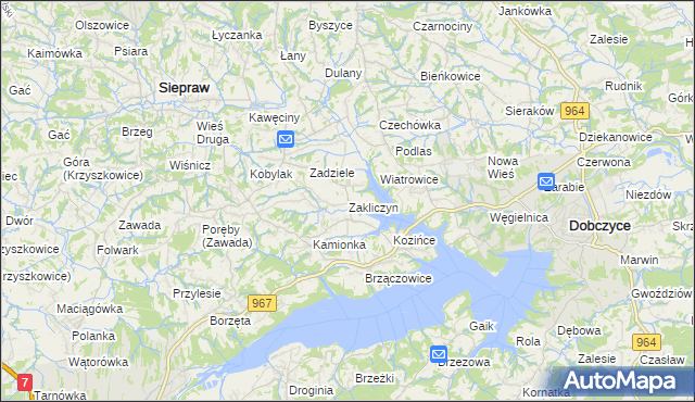 mapa Zakliczyn gmina Siepraw, Zakliczyn gmina Siepraw na mapie Targeo