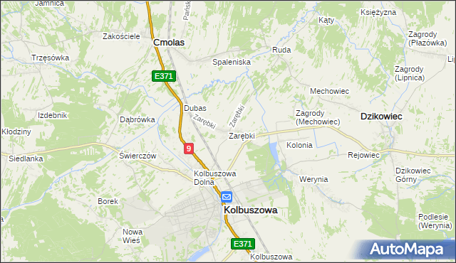 mapa Zarębki gmina Kolbuszowa, Zarębki gmina Kolbuszowa na mapie Targeo