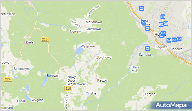 mapa Zbychowo, Zbychowo na mapie Targeo