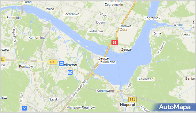 mapa Zegrze Południowe, Zegrze Południowe na mapie Targeo