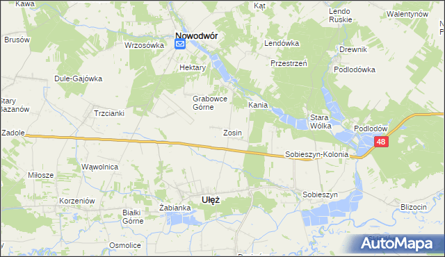 mapa Zosin gmina Ułęż, Zosin gmina Ułęż na mapie Targeo