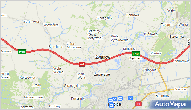 mapa Żyraków, Żyraków na mapie Targeo