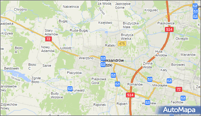 mapa Aleksandrów Łódzki, Aleksandrów Łódzki na mapie Targeo