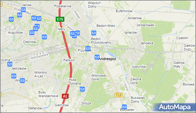 mapa Andrespol, Andrespol na mapie Targeo