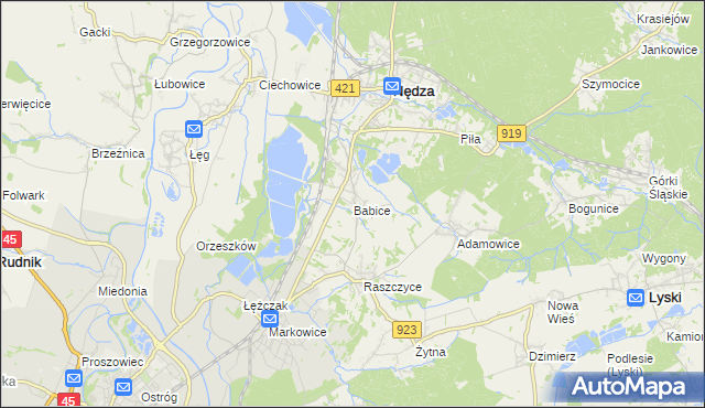 mapa Babice gmina Nędza, Babice gmina Nędza na mapie Targeo