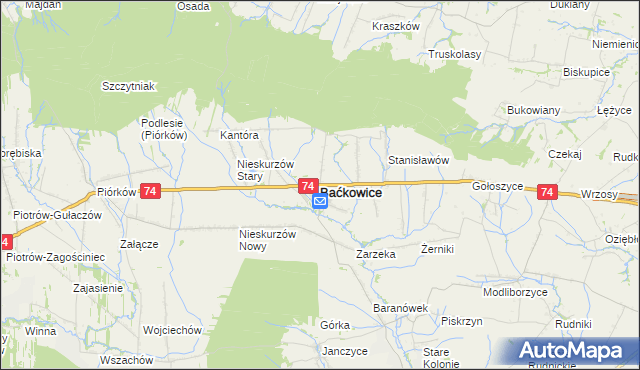 mapa Baćkowice, Baćkowice na mapie Targeo