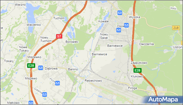 mapa Barniewice, Barniewice na mapie Targeo