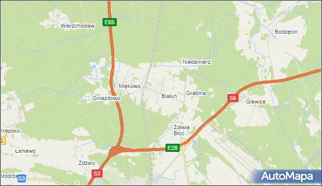 mapa Białuń gmina Goleniów, Białuń gmina Goleniów na mapie Targeo