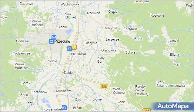 mapa Biały Bór gmina Przecław, Biały Bór gmina Przecław na mapie Targeo