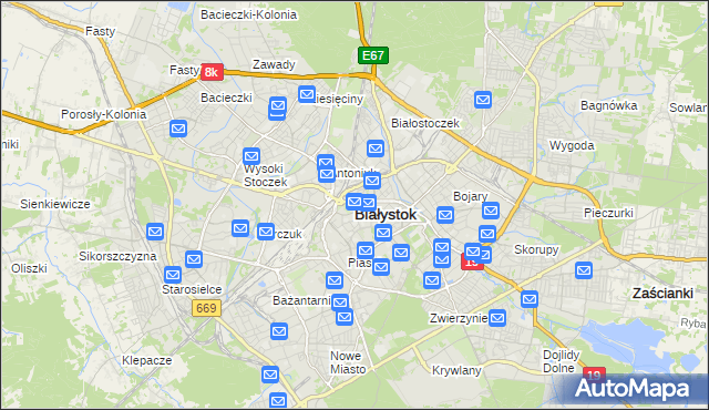 mapa Białegostoku, Białystok na mapie Targeo