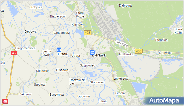 mapa Bierawa, Bierawa na mapie Targeo