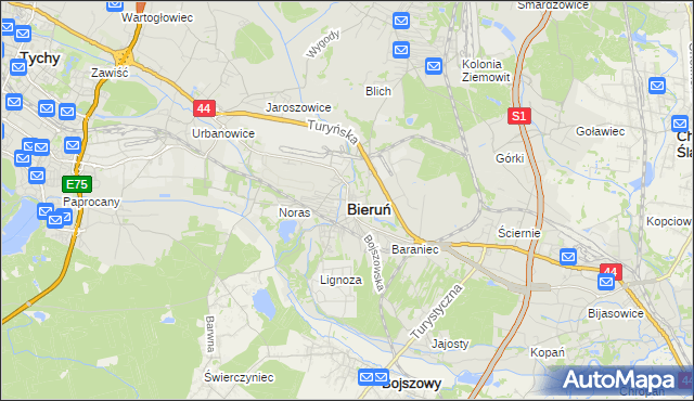 mapa Bieruń, Bieruń na mapie Targeo