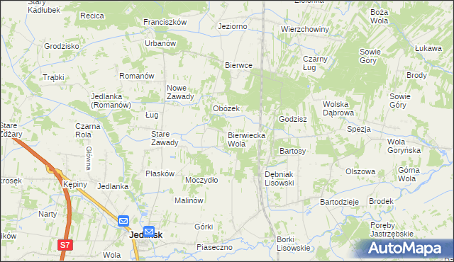 mapa Bierwiecka Wola, Bierwiecka Wola na mapie Targeo