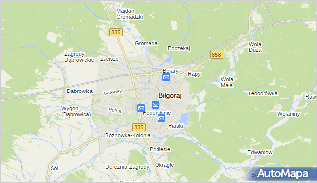 mapa Biłgoraj, Biłgoraj na mapie Targeo