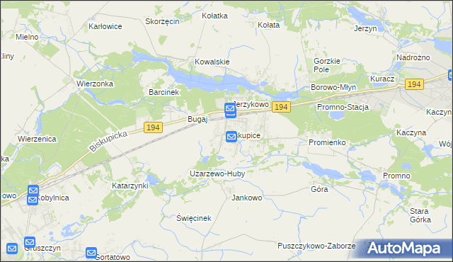 mapa Biskupice gmina Pobiedziska, Biskupice gmina Pobiedziska na mapie Targeo