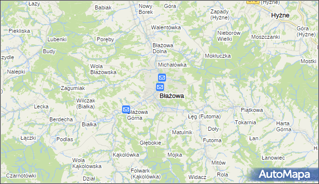 mapa Błażowa, Błażowa na mapie Targeo