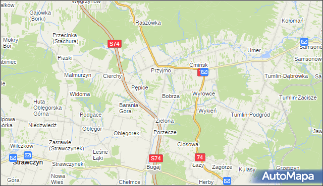 mapa Bobrza, Bobrza na mapie Targeo