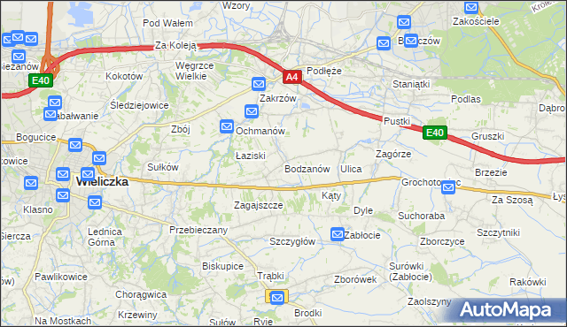 mapa Bodzanów gmina Biskupice, Bodzanów gmina Biskupice na mapie Targeo