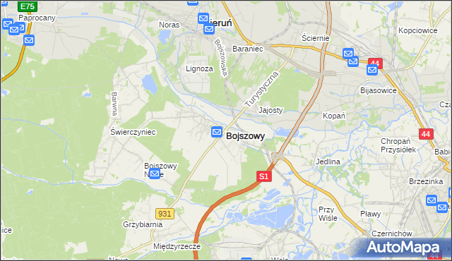 mapa Bojszowy, Bojszowy na mapie Targeo