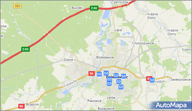 mapa Bolesławice gmina Bolesławiec, Bolesławice gmina Bolesławiec na mapie Targeo
