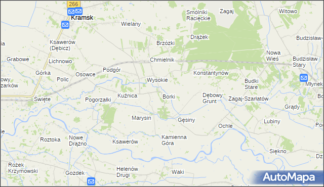 mapa Borki gmina Kramsk, Borki gmina Kramsk na mapie Targeo