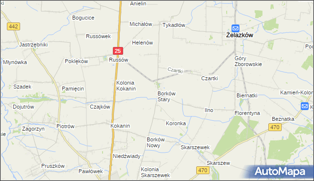 mapa Borków Stary, Borków Stary na mapie Targeo