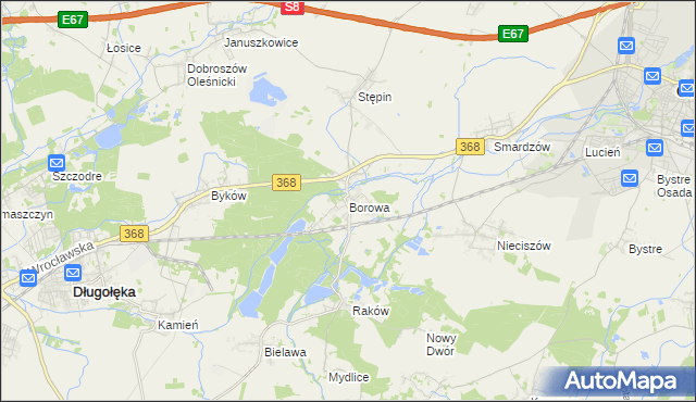 mapa Borowa gmina Długołęka, Borowa gmina Długołęka na mapie Targeo