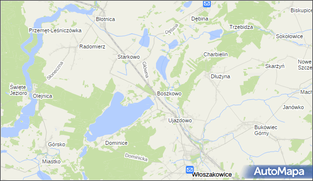mapa Boszkowo, Boszkowo na mapie Targeo