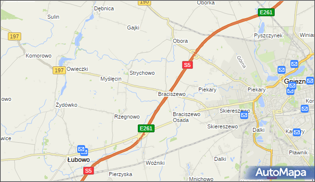 mapa Braciszewo, Braciszewo na mapie Targeo